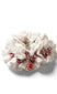 garter scrunchie in white with red stitch detail