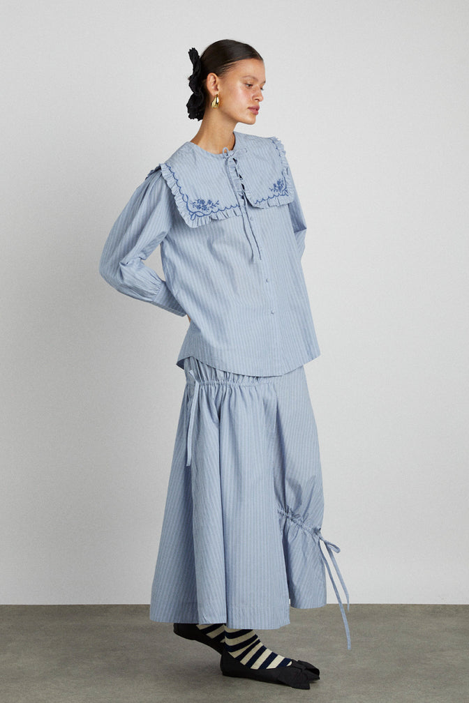 Marine Channel Midi Skirt - Blue Stripe