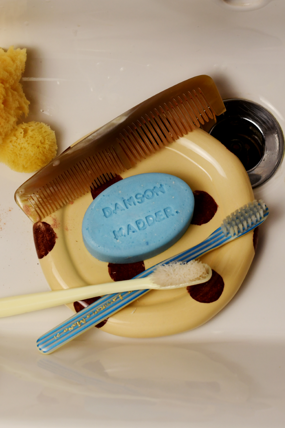 hand painted butter yellow burgundy spot saucer