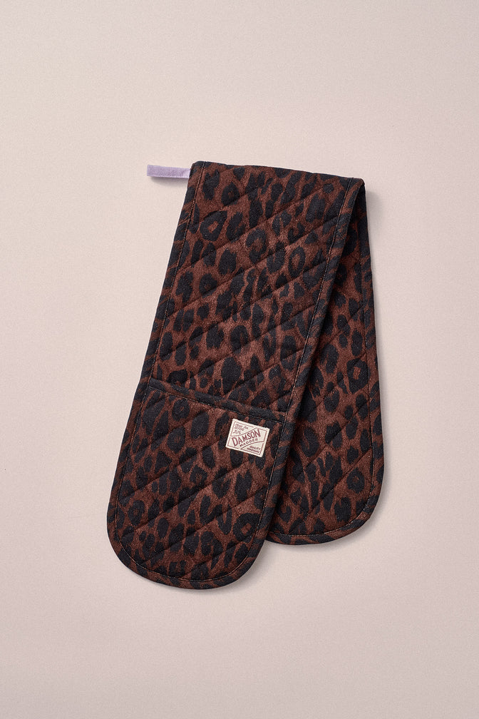 Double Oven Glove- Dark Leopard
