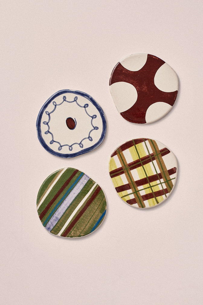 Hand Painted Set Of Four Ceramic Coasters
