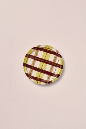 Hand Painted Ceramic Check Saucer