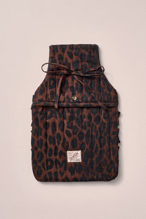 Ruffle Hot Water Bottle Cover- Dark Leopard
