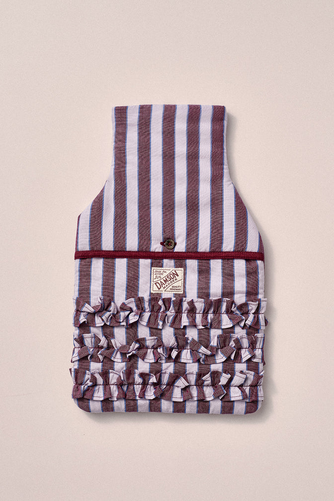 Ruffle Hot Water Bottle Cover- Ruby Violet Stripe