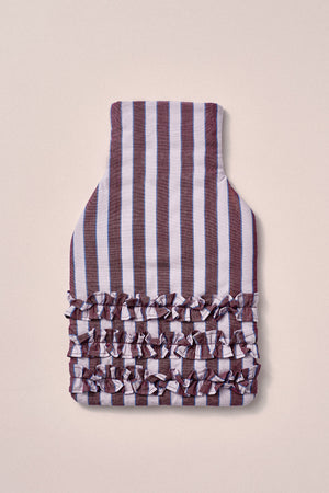 Ruffle Hot Water Bottle Cover- Ruby Violet Stripe