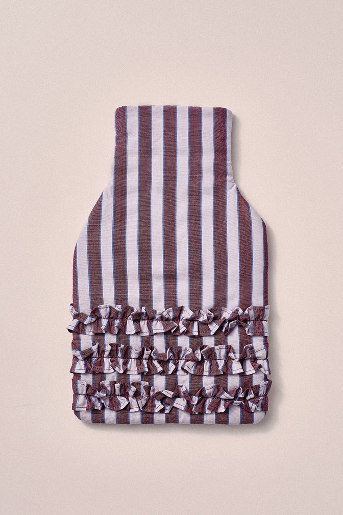 Ruffle Hot Water Bottle Cover- Ruby Violet Stripe