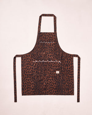Embroidered Apron- Dark Leopard