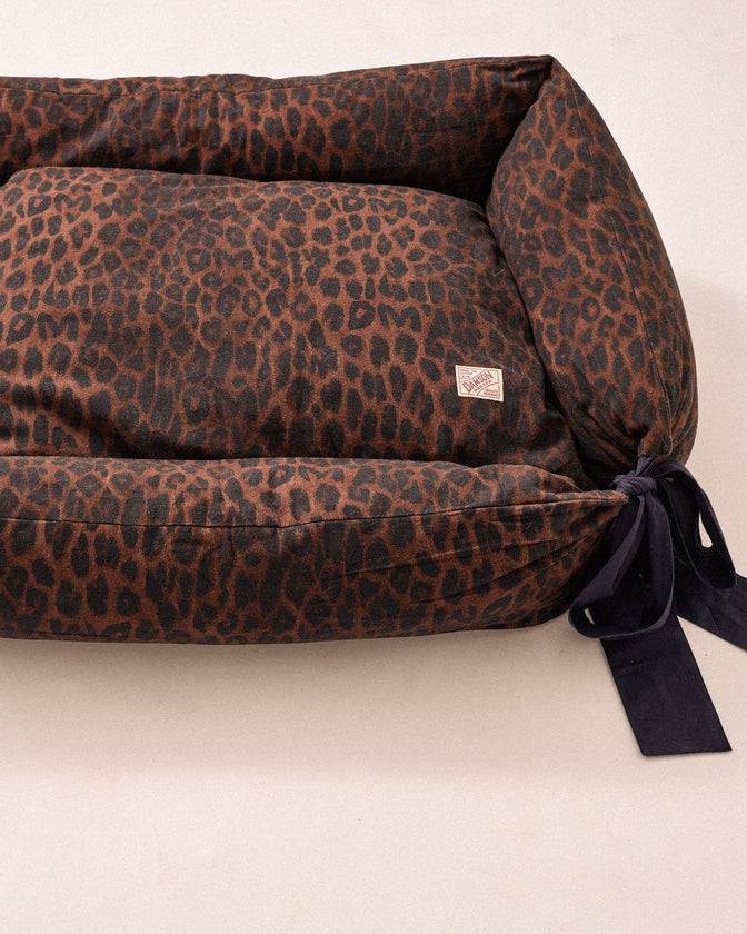 Dog Bed - Dark Leopard/Navy