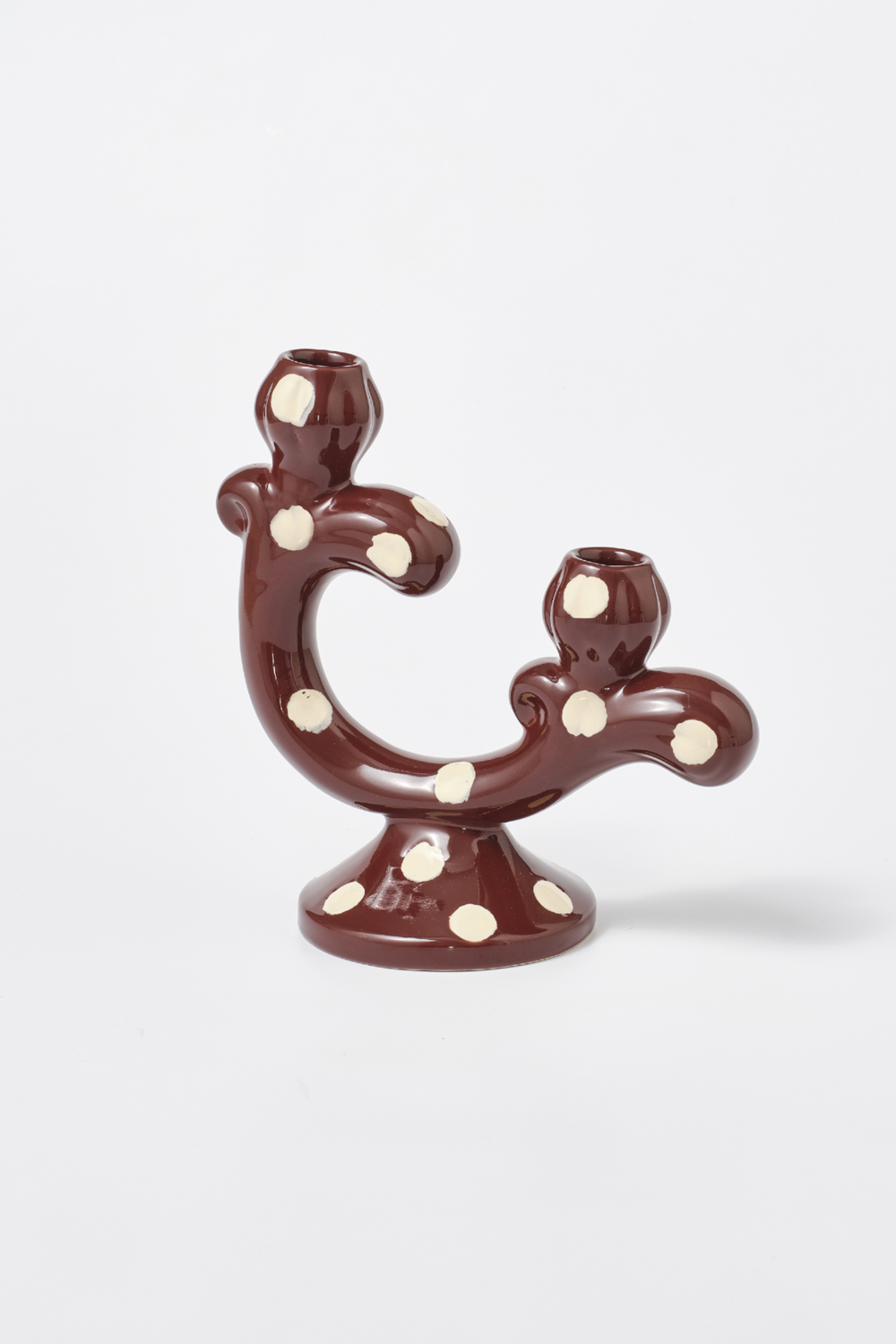 hand painted burgundy butter yellow candelabra