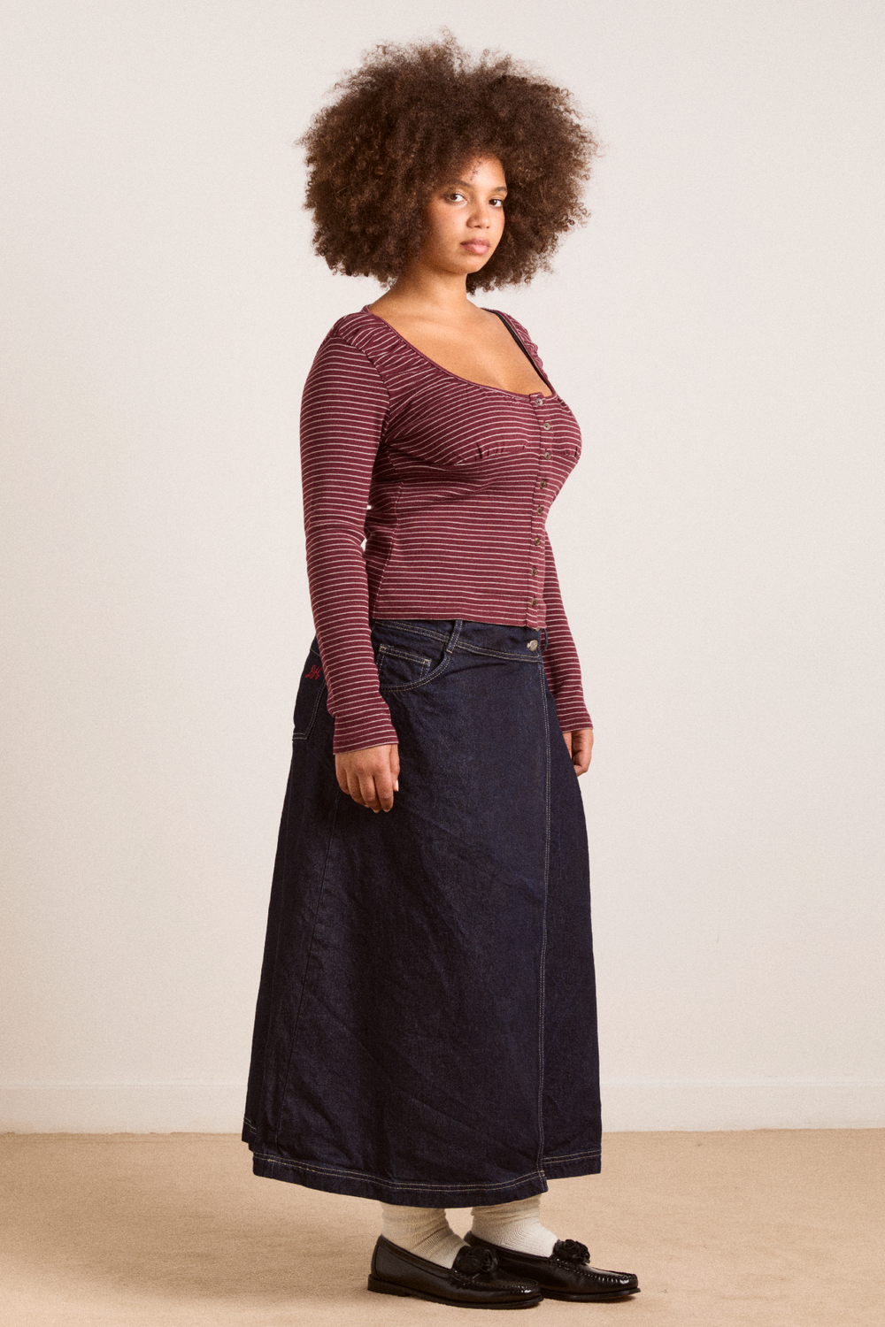 darma ls cardi - burg stripe