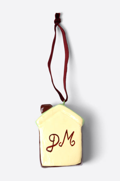 hand painted patchwork house papier-mache decoration