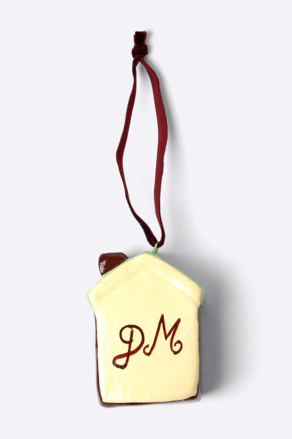 hand painted patchwork house papier-mache decoration