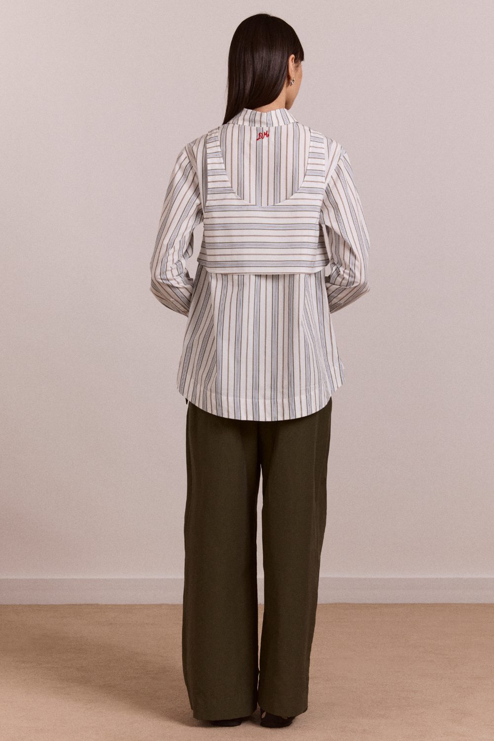 valeria double layer shirt - caraway stripe