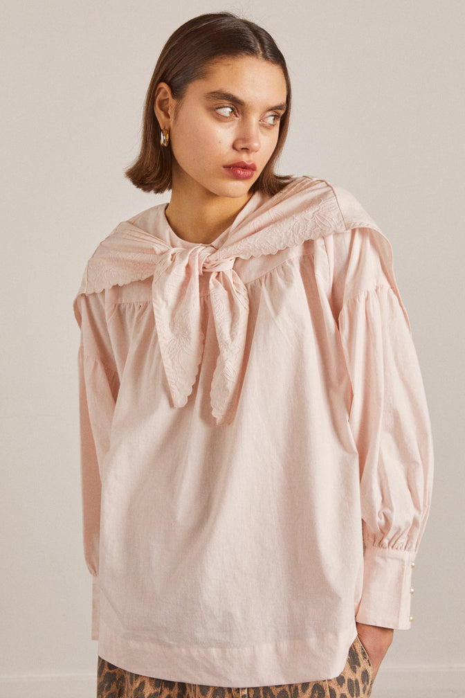 Embroidered Candy Blouse - Pink