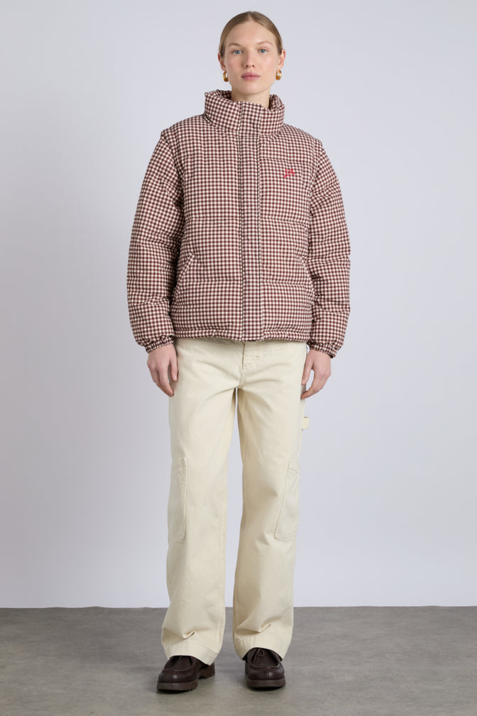 jennifer check puffer - chocolate gingham