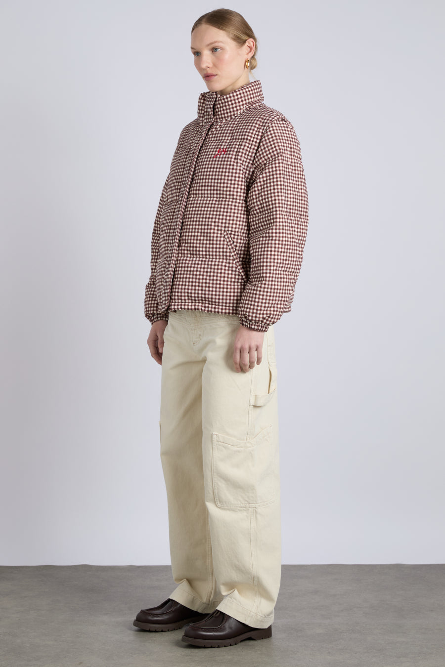 jennifer check puffer chocolate gingham