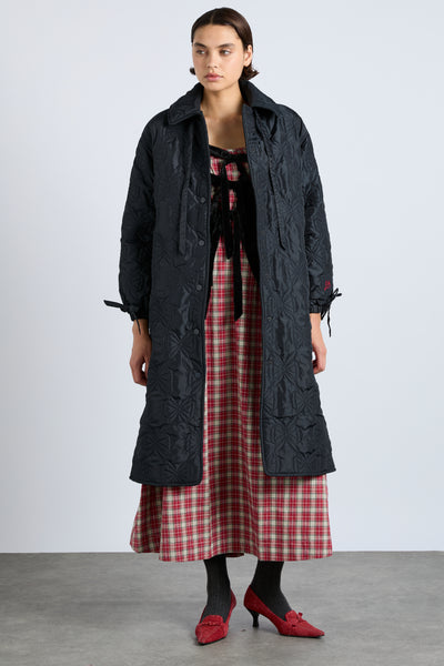 aubrey quilted coat- black bows