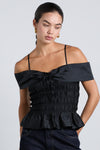 elsa shirred cami - black taffeta