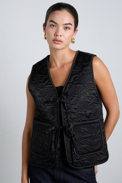 arte reversible gilet - black & pink satin – Damson Madder