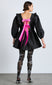 piarra mini smock dress - black  with pink bows