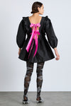 piarra mini smock dress - black  with pink bows