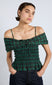 elsa shirred bardot cami - green check