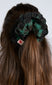 green check broderie scrunchie