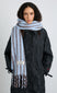 chocolate & baby blue fluffy stripe scarf