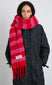 pink & red fluffy stripe scarf