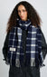 navy & ecru check scarf in responsible wool