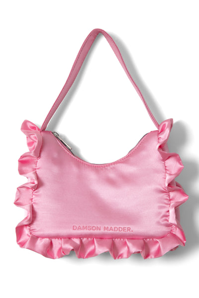 90s frill shoulder bag in pink satin