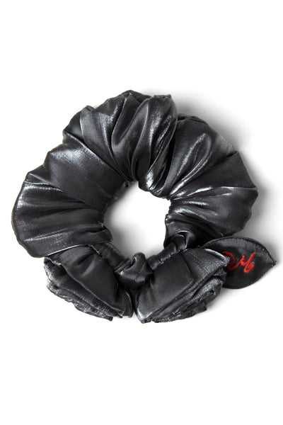 double rose scrunchie in glass satin