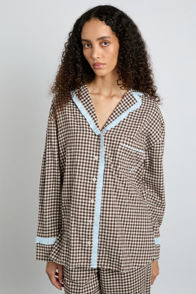 antonia pj set- brown gingham