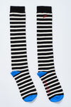 knee length socks - black & white stripe