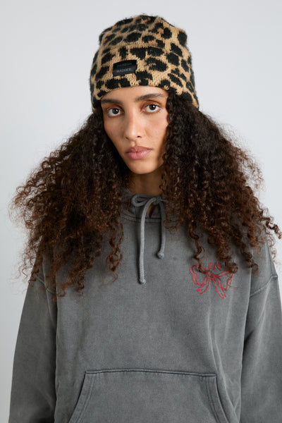 leopard knit beanie