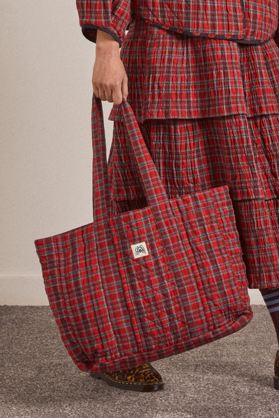 tote bag - red check