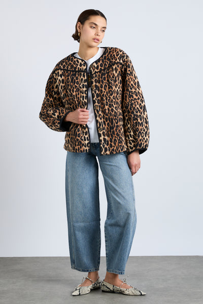 macy quilted jacket - leopard