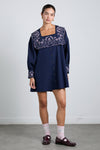 mala embroidered mini dress- navy