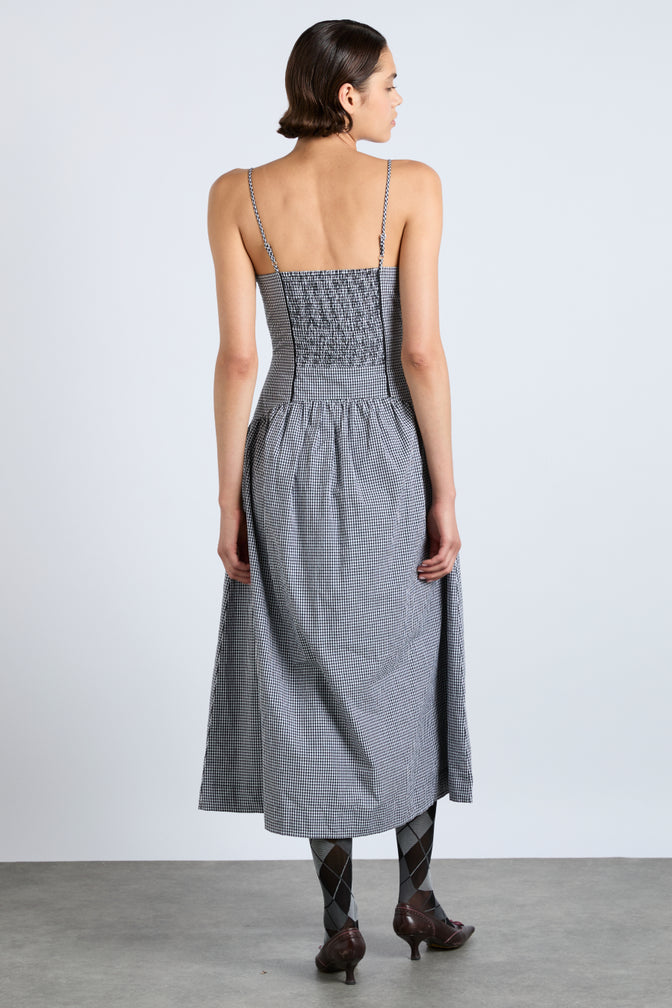 persephone midi dress - black gingham