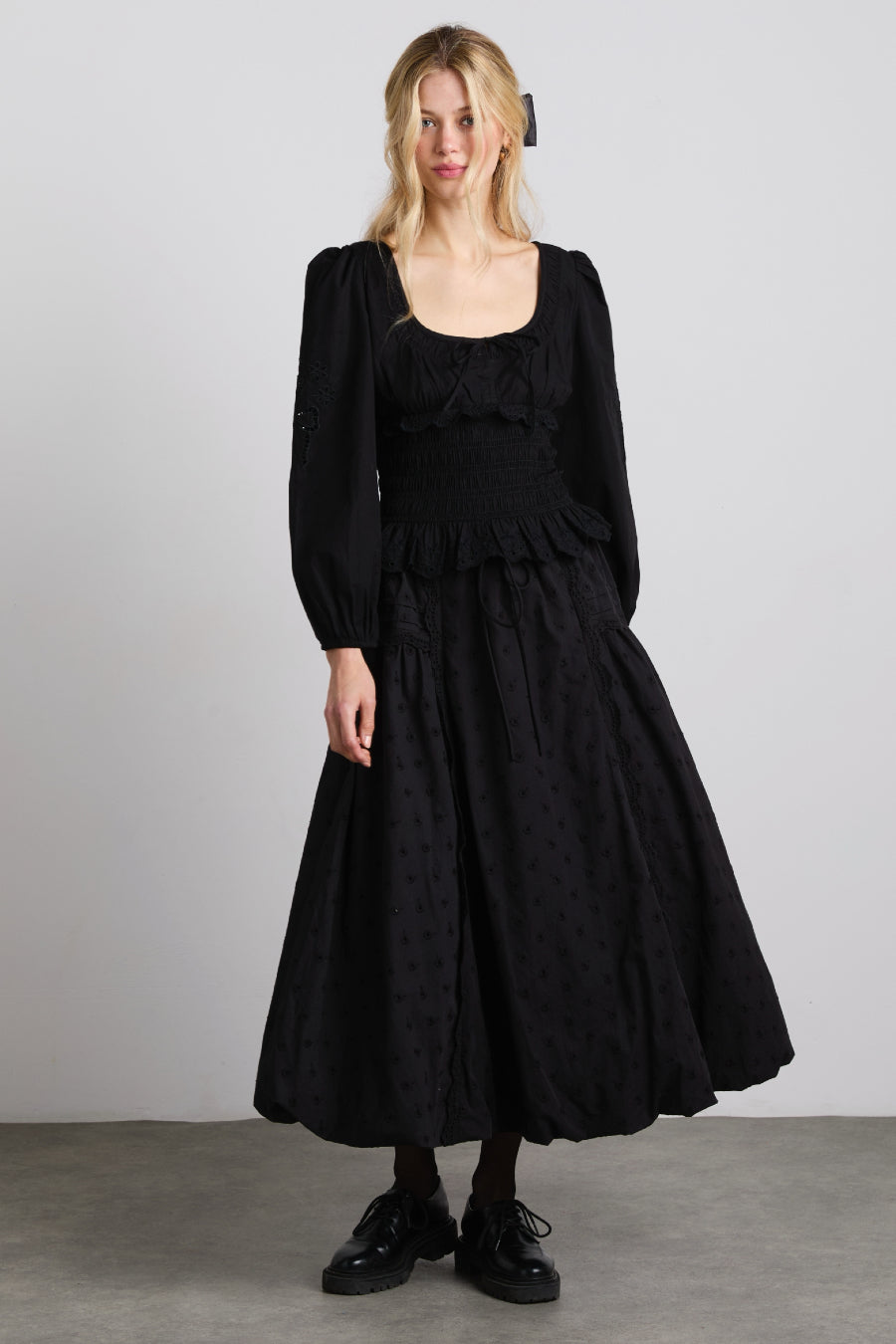 black dress blouse Nola Embroidered Blouse