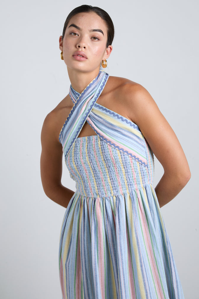 Pia Midi Dress - Pastel Stripe
