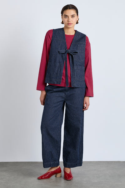 dilly gilet - navy pinstripe