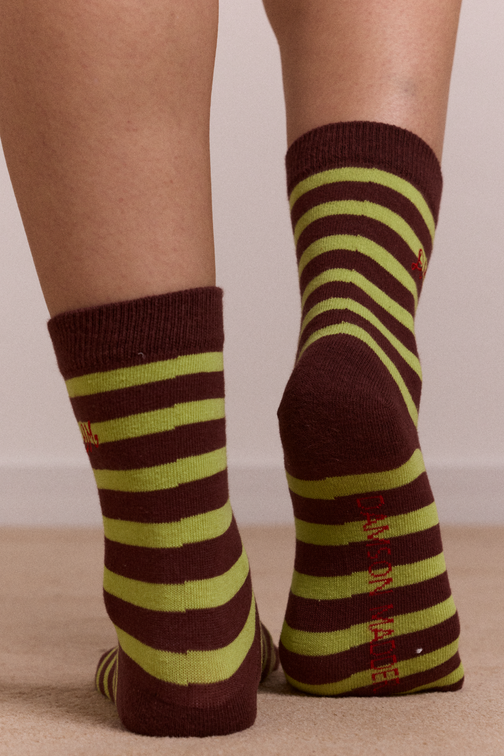calf length 2 pack socks - choc & avocado