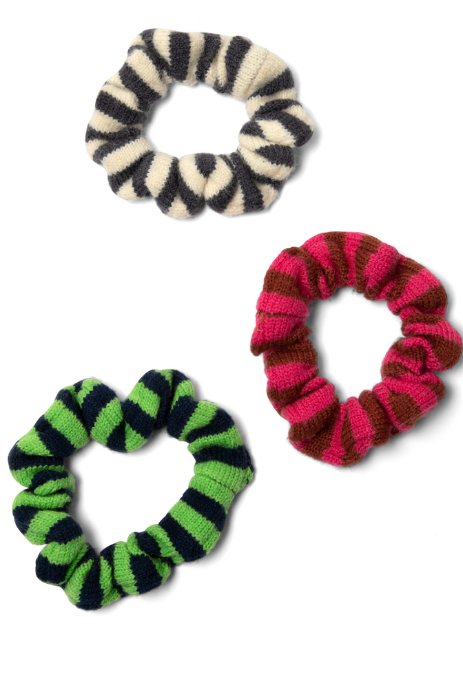 stripe knitted scrunchies - 3 pack