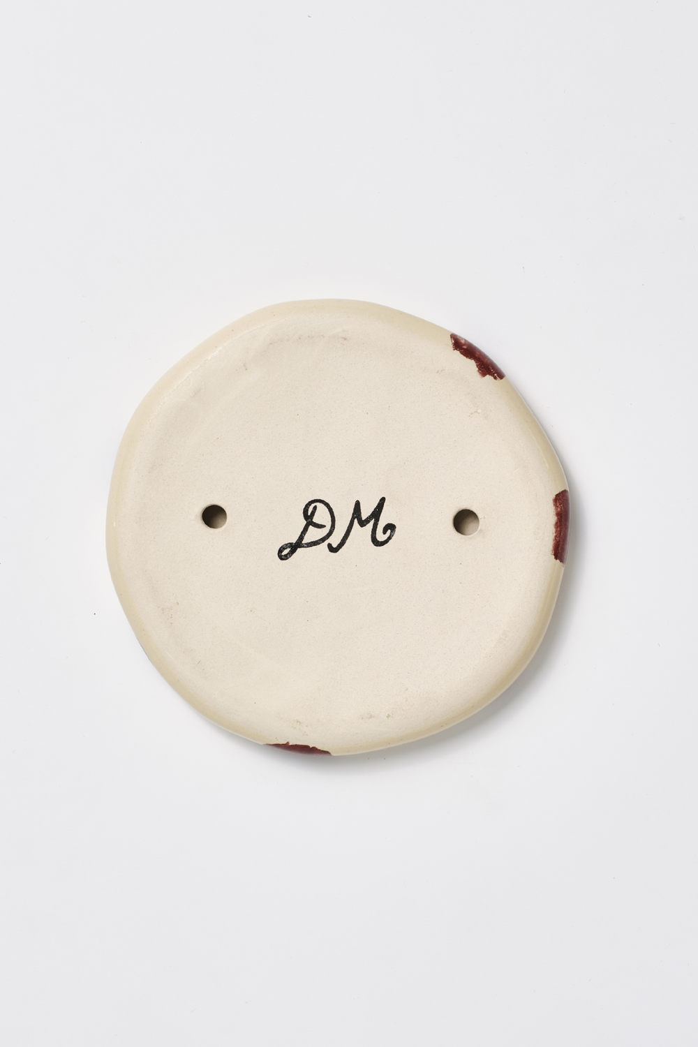 hand painted butter yellow burgundy spot saucer