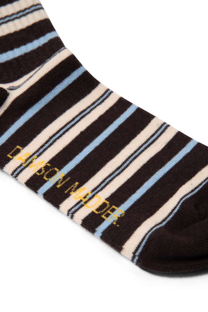 calf length socks in brown stripe