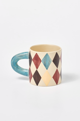 hand painted harlequin mug