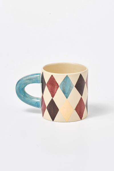 hand painted harlequin mug