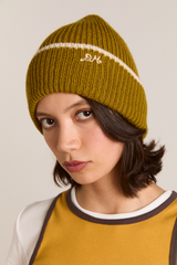 tipped edge beanie - olive