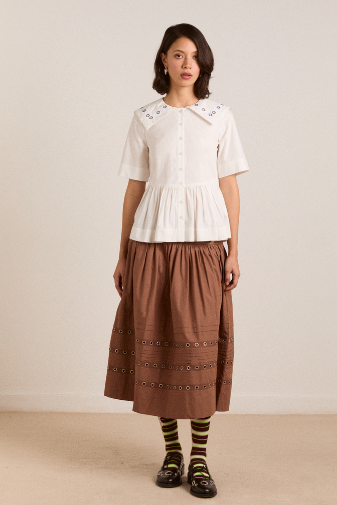 cyrus eyelet blouse - white